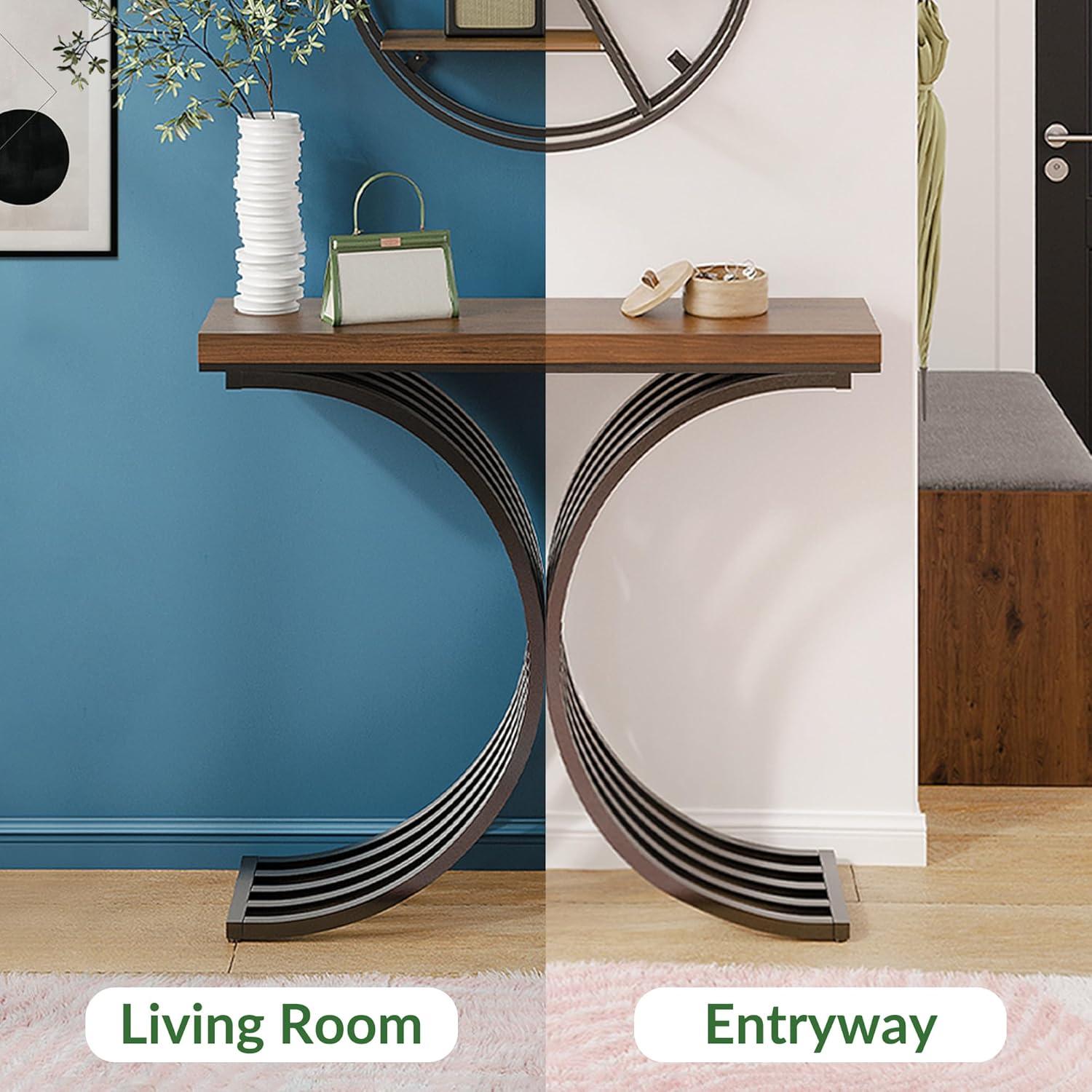 Console Table - Entryway Table for Living Room, Modern Sofa Accent Table with White Faux Marble Top
