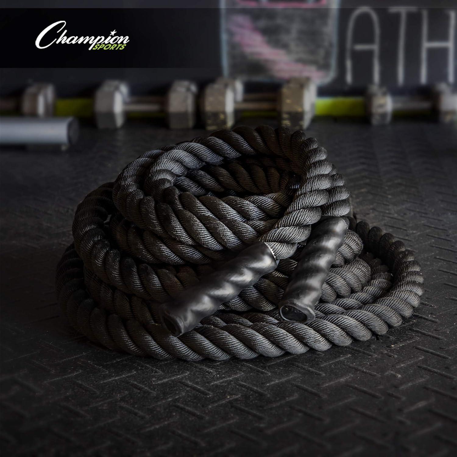 Black Heavy-Duty Polyester Training Battle Rope with PVC Handles