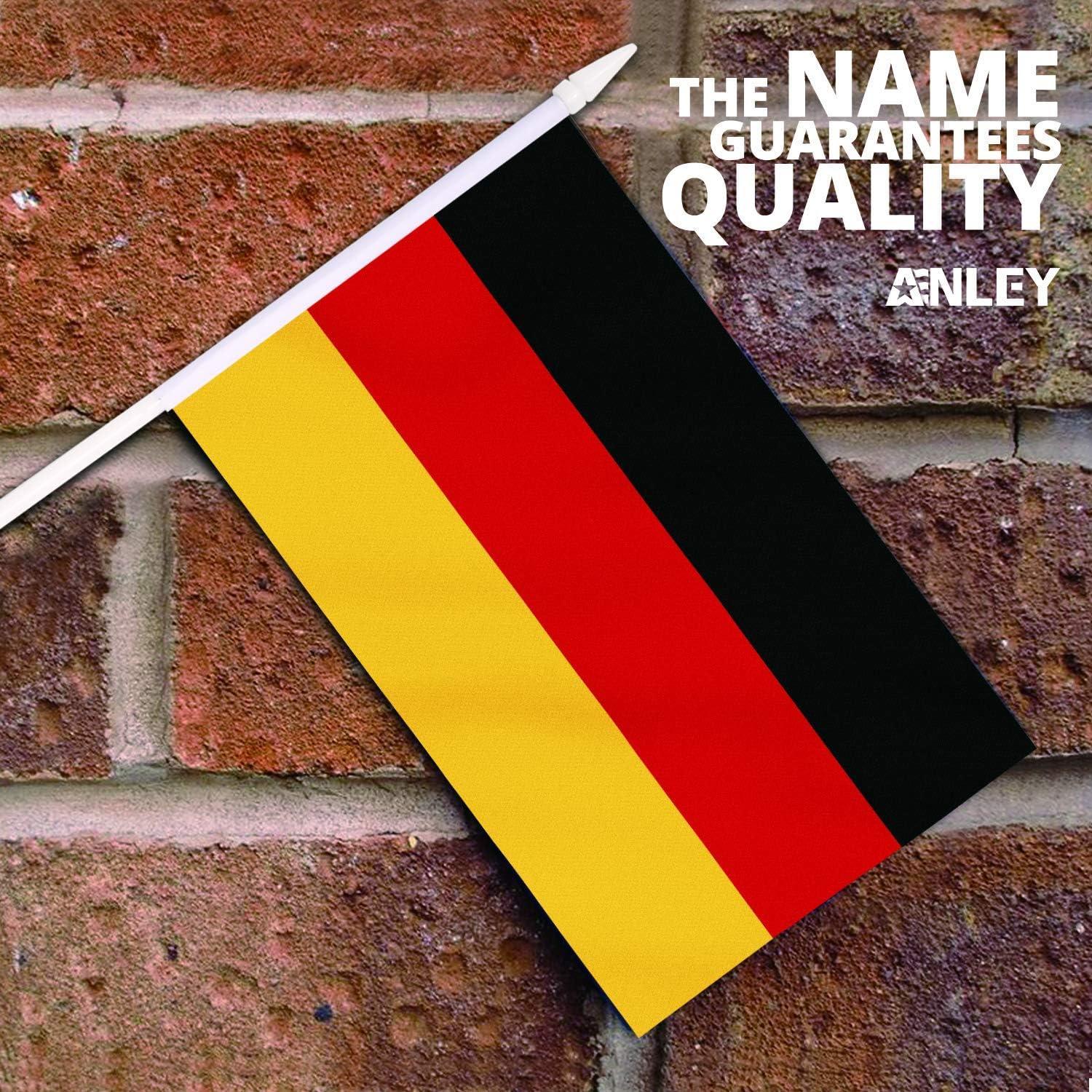 Anley Germany Mini Flag 12 Pack - Hand Held Small Miniature German Flags on Stick