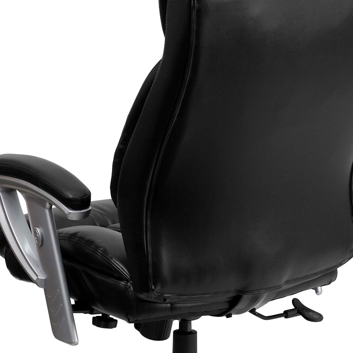 Flash Furniture HERCULES Series Big & Tall 400 lb. Rated Black LeatherSoft Executive Ergonomic Office Chair with Silver Adjustable Arms