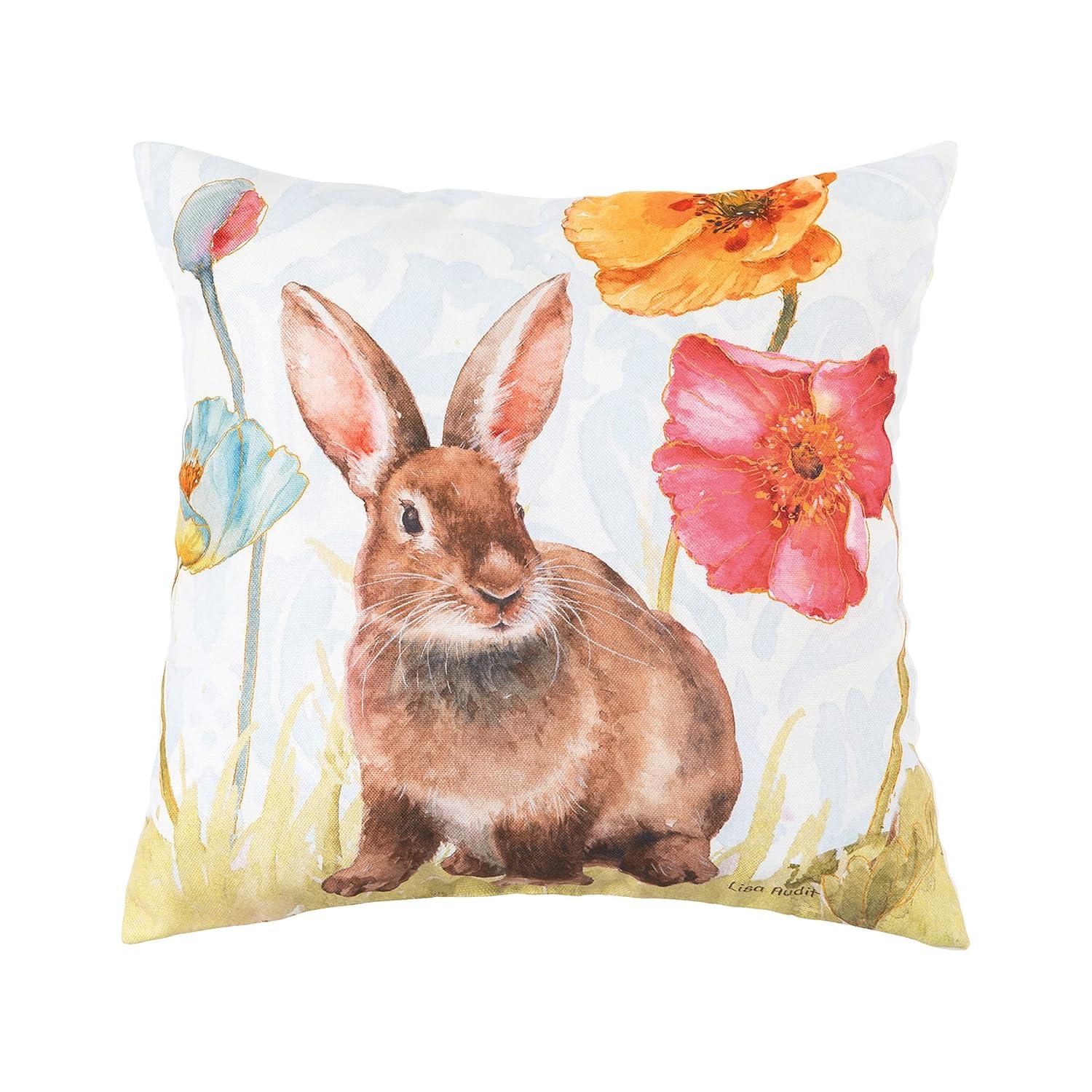 C&F Home 18" x 18" Sitting Bunny Easter Spring Themed Indoor/Outdoor Accent Throw Pillow