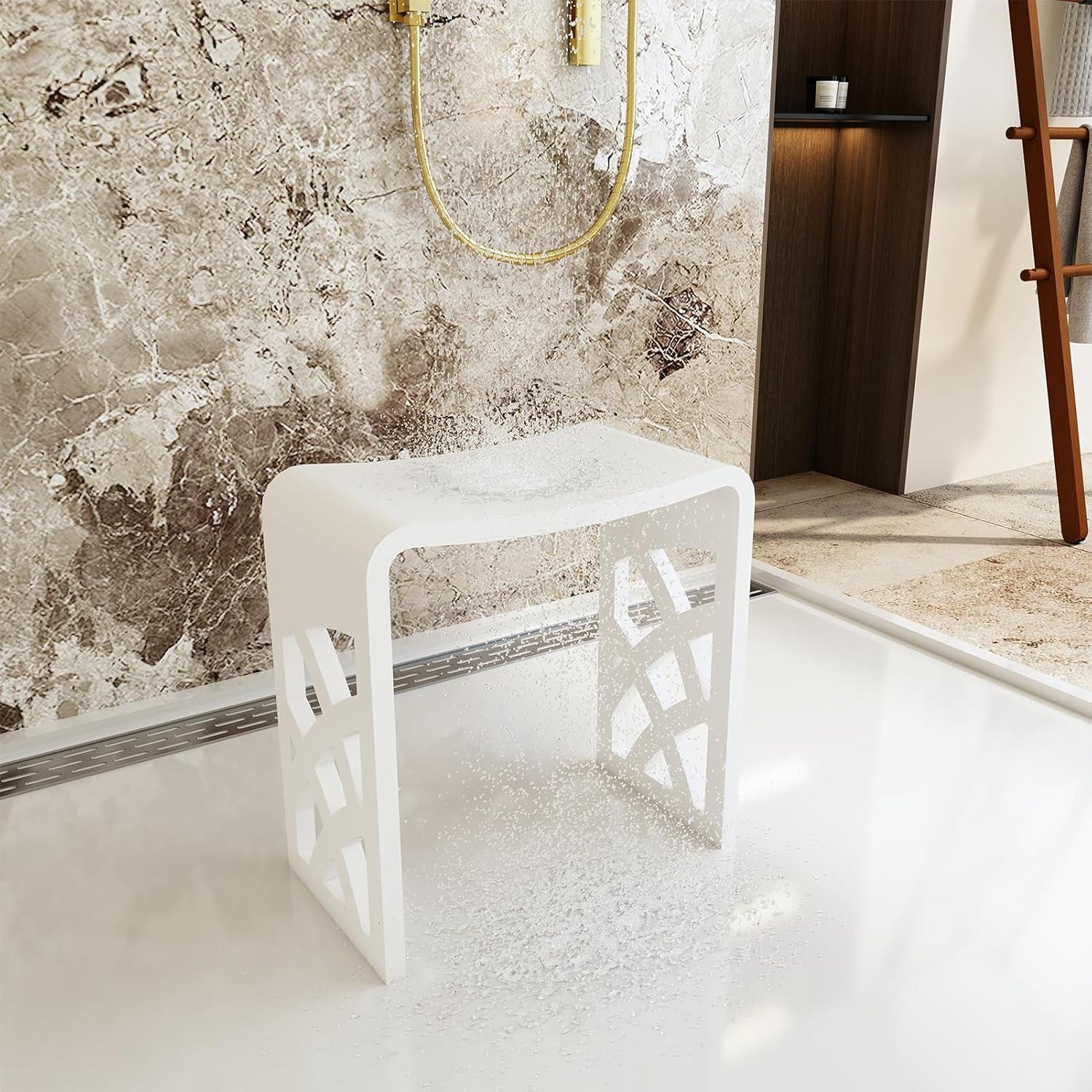 Casainc Riverside Freestanding Solid Surface Bathroom Shower Stool