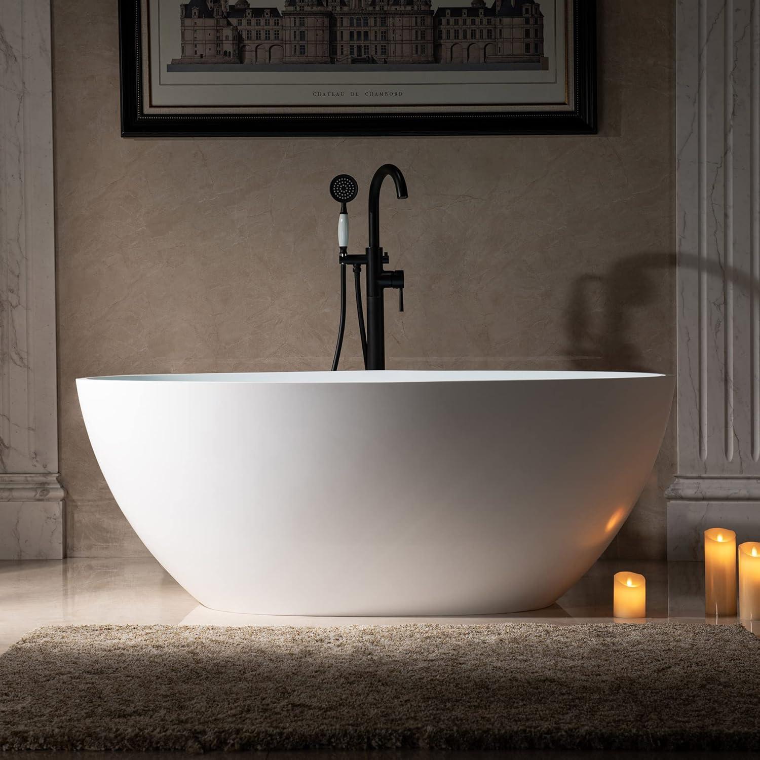 59'' Matte White Acrylic Freestanding Oval Bathtub