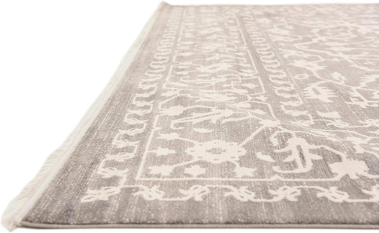 Light Gray Abstract Synthetic Easy Care Stain-Resistant Area Rug 10' x 13'