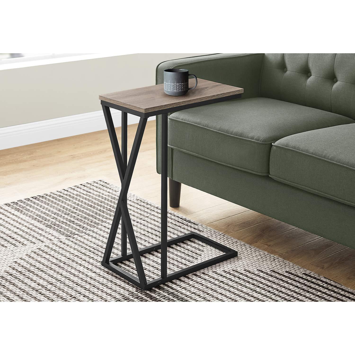 Monarch Specialties ACCENT TABLE - 25"H / DARK TAUPE / BLACK METAL
