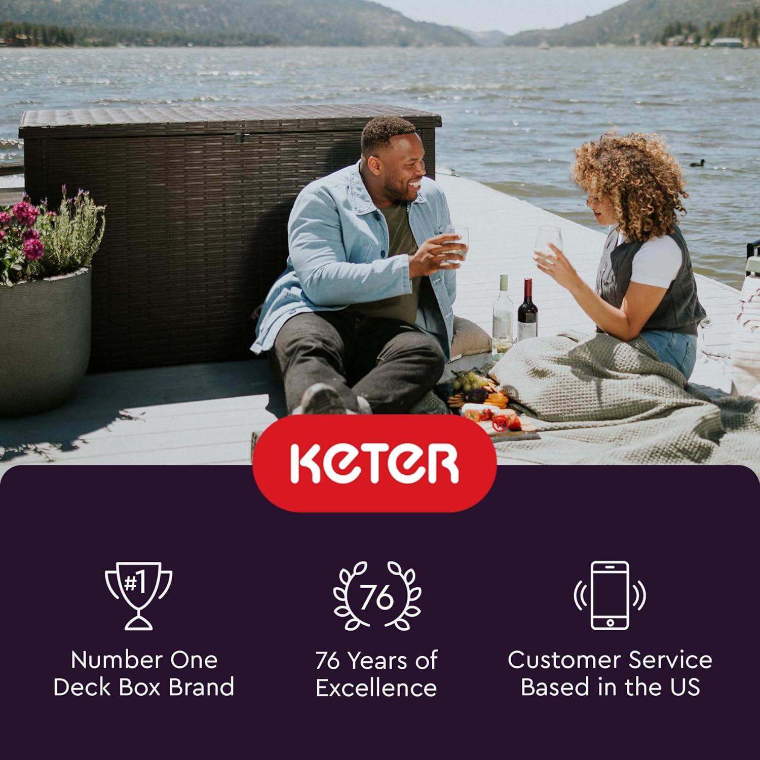 Keter Keter Java 230 Gallon XXL Durable Resin Outdoor Storage and Organization Deck Box Ideal For Garden Patio Furniture and Supplies