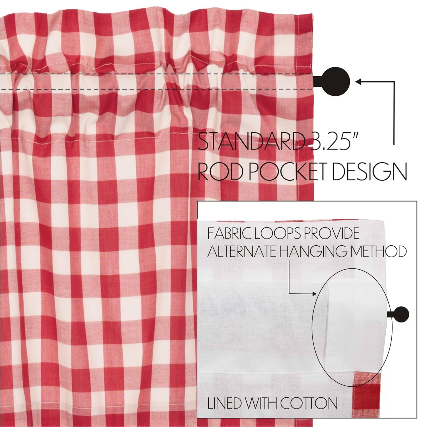 VHC Brands Annie Buffalo Check Plaid Cotton Ruffled Cafe Curtain (Set of 2)