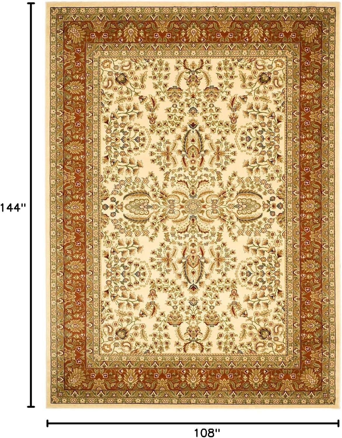 Ivory Floral 9' x 12' Stain-Resistant Synthetic Area Rug