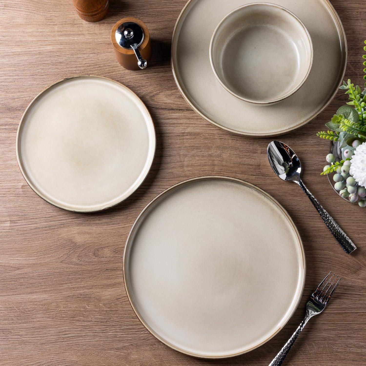 Beige Ceramic 10.5" Dinner Plates Set of 6