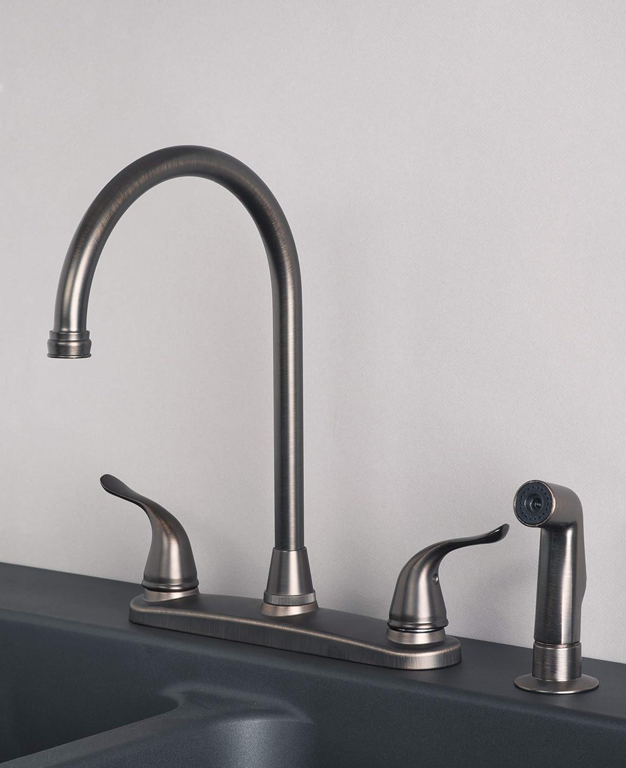 Laguna Brass Double Handle Kitchen Faucet with Side Spray