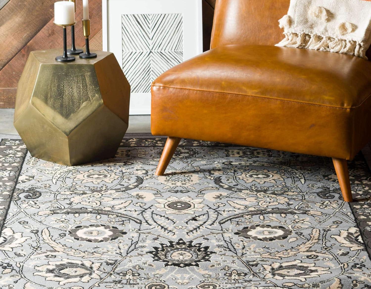 Unique Loom 4' 1 x 6' 1 Dark Gray Espahan Cape Cod Area Rug