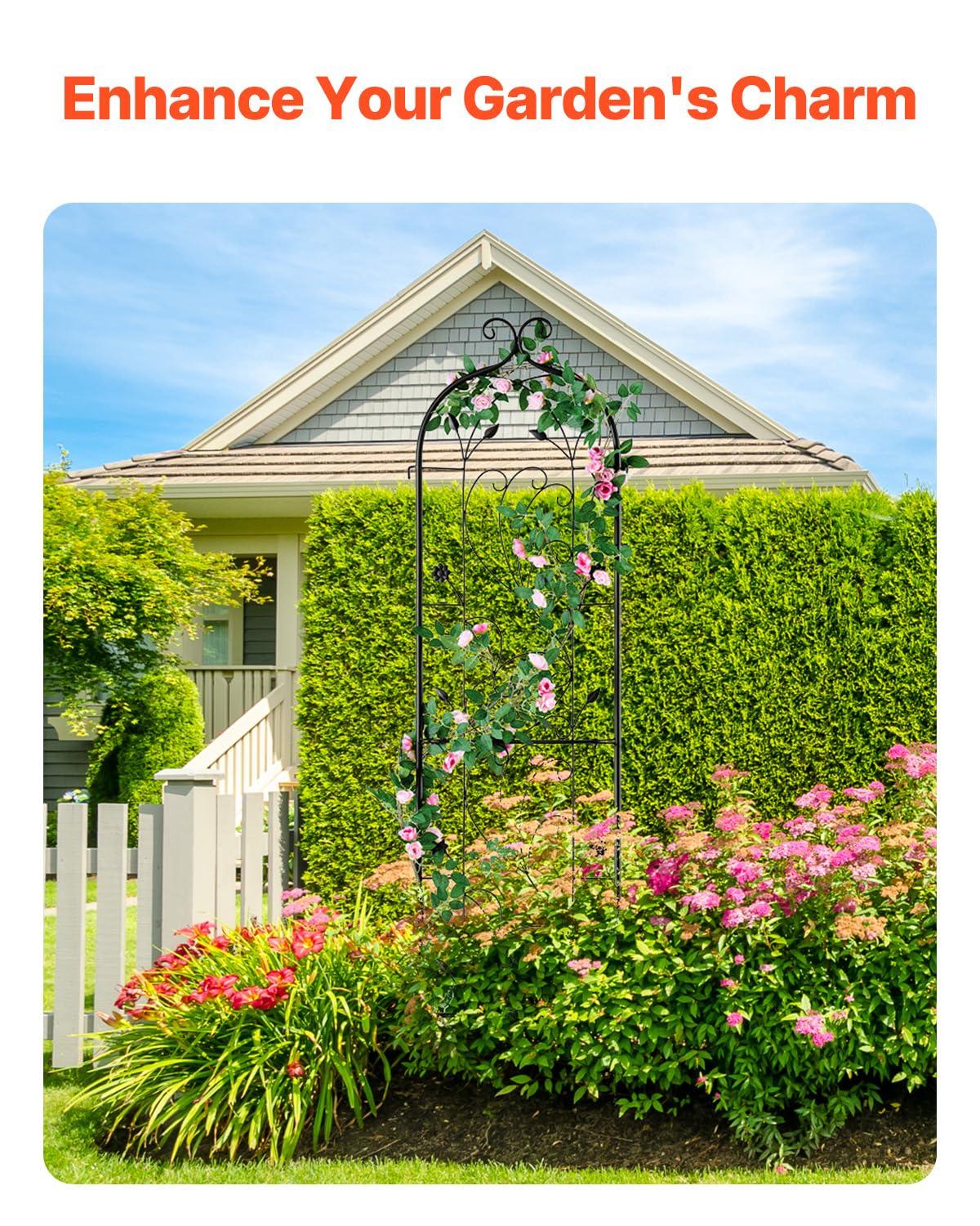 Garden Trellis for Climbing Plants, 60 x 15 in., 2 Packs Rustproof Metal Garden Flower Trellis, Climbing Rose Trellis