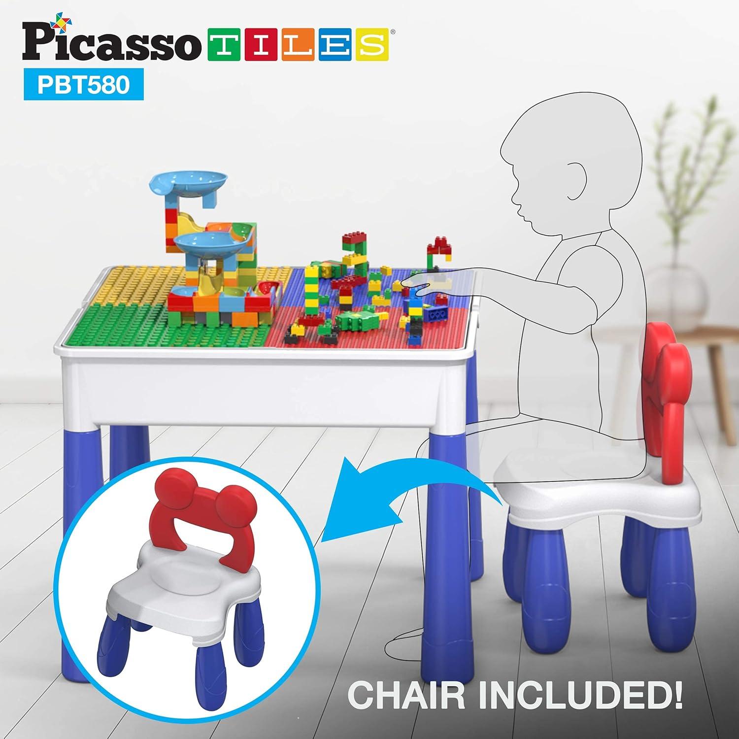 PicassoTiles 581-Piece Folding Activity Table Set with Storage