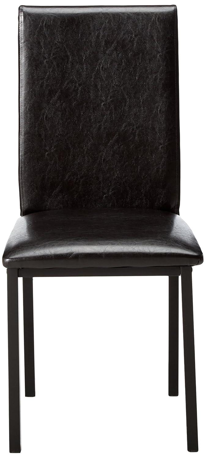Roundhill Furniture Noyes Faux Leather Seat Metal Frame Dining Chairs, Black, Set of 4