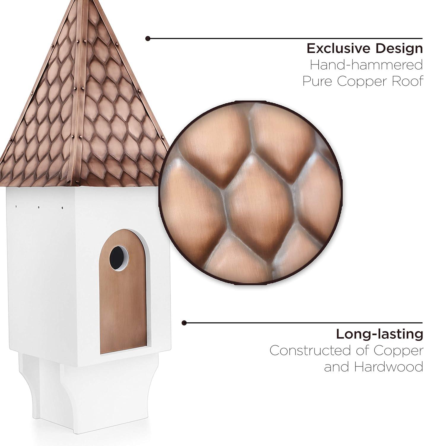 Chateau Bird House with Copper Roof and Mango Wood Base