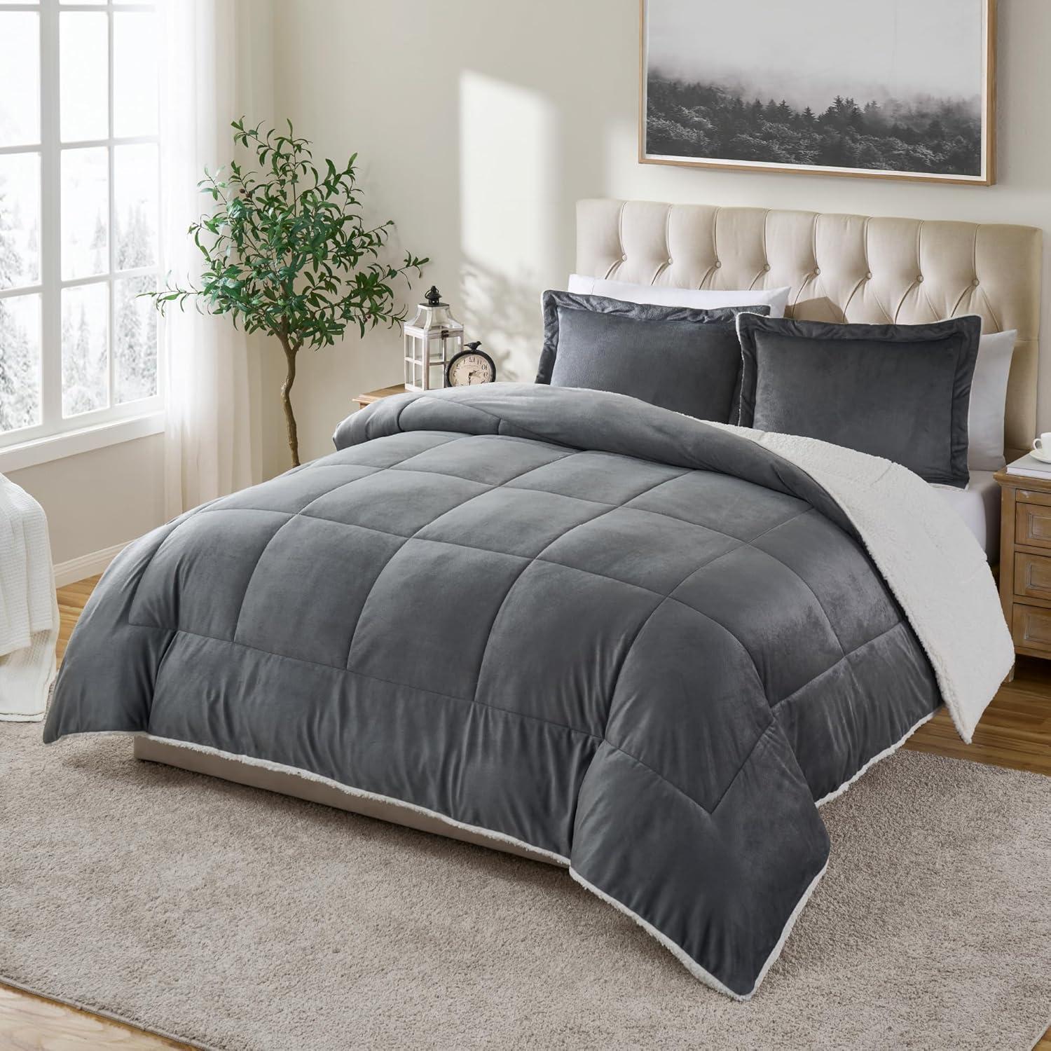 Ultra Plush Reversible Micro-Mink and Sherpa 3-Piece Comforter Set