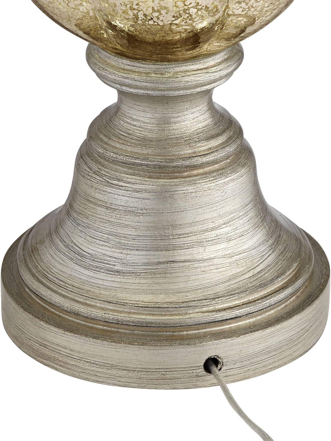 Barnes and Ivy Freida Table Lamp 33 1/2" Tall Mercury Glass Urn Off White Fabric Bell Shade for Bedroom Living Room Bedside Nightstand Office Kids