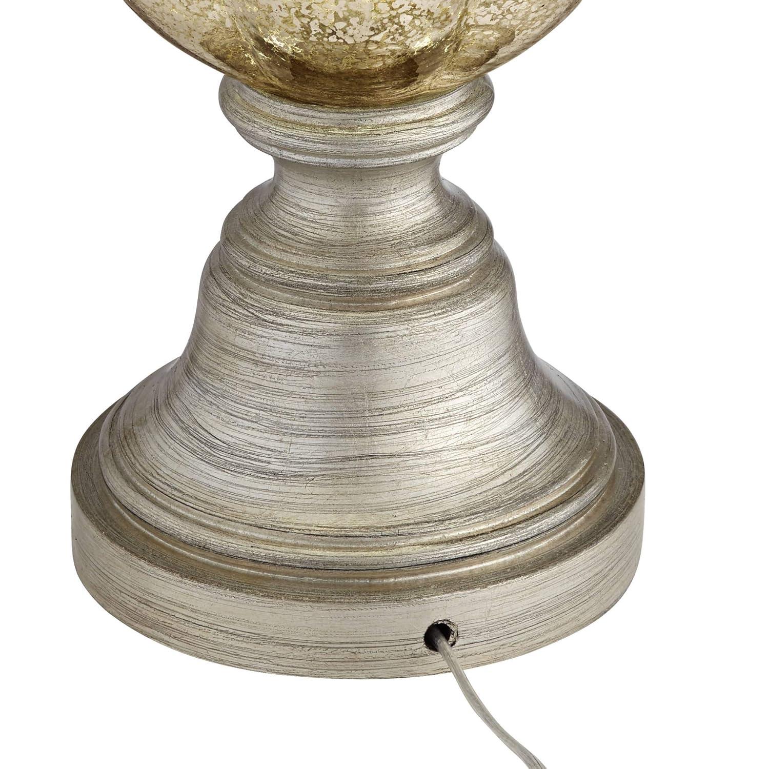 Barnes and Ivy Freida Table Lamp 33 1/2" Tall Mercury Glass Urn Off White Fabric Bell Shade for Bedroom Living Room Bedside Nightstand Office Kids