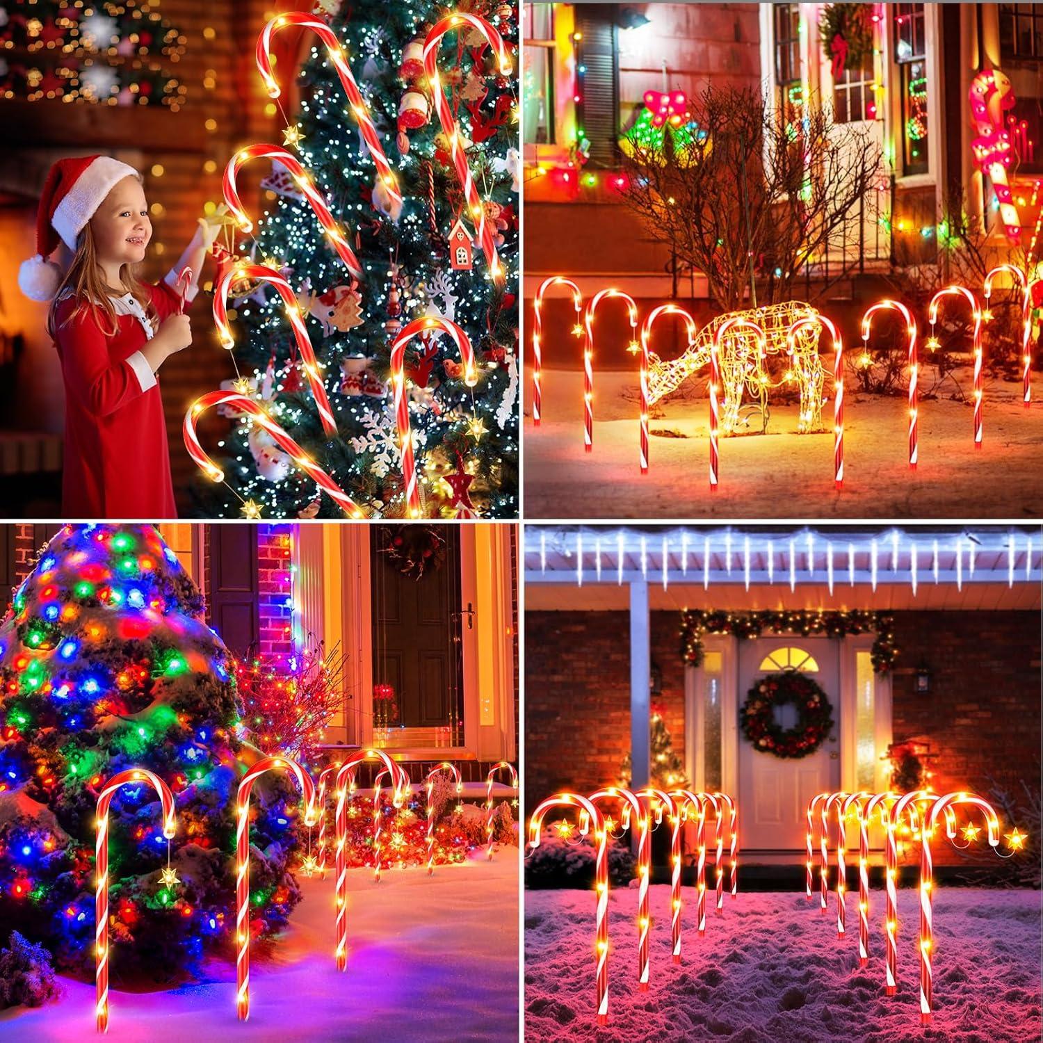 Red Solar LED Candy Cane Pathway Lights Multipack