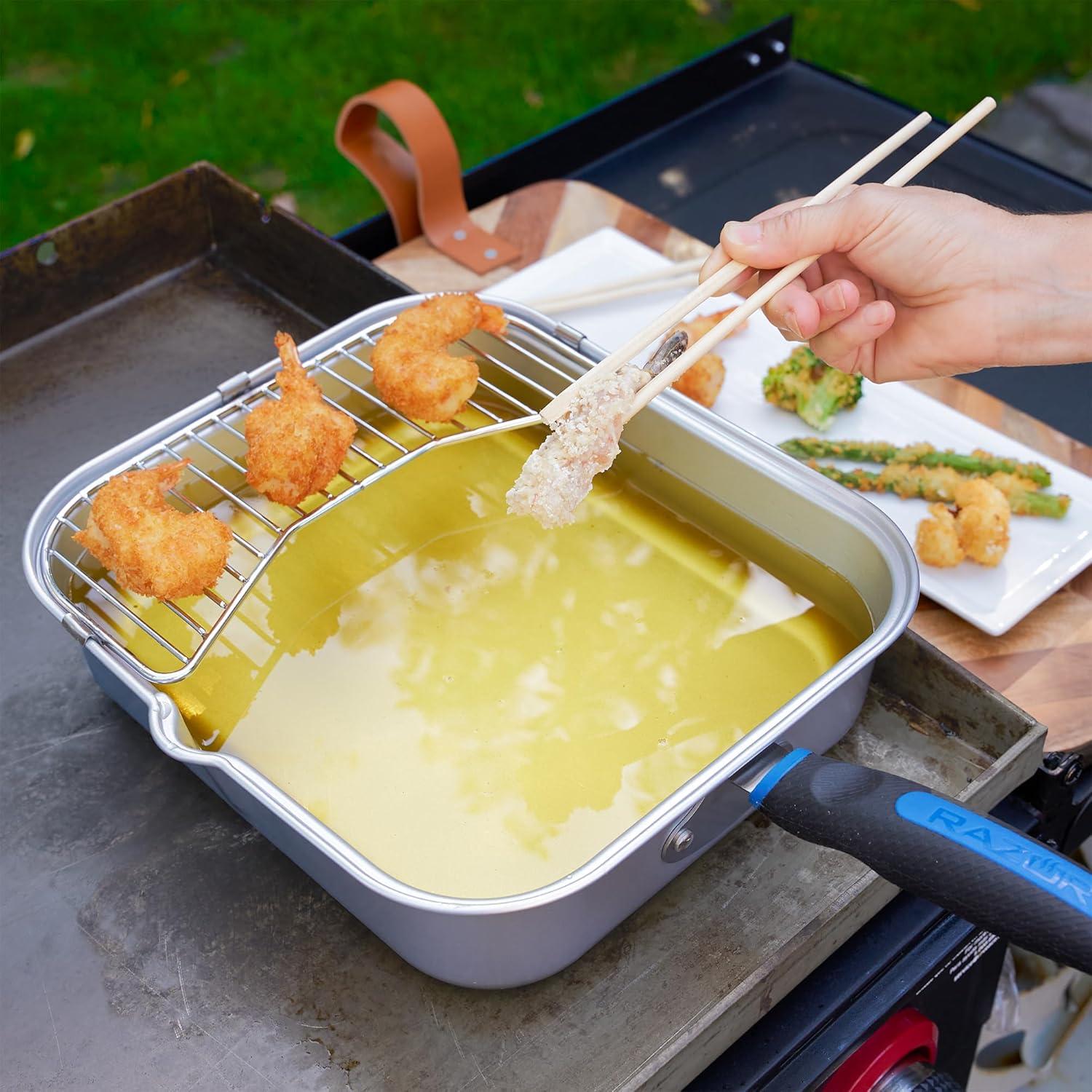 Silver Carbon Steel Non-Stick Fry and Sauce Pan with Rack