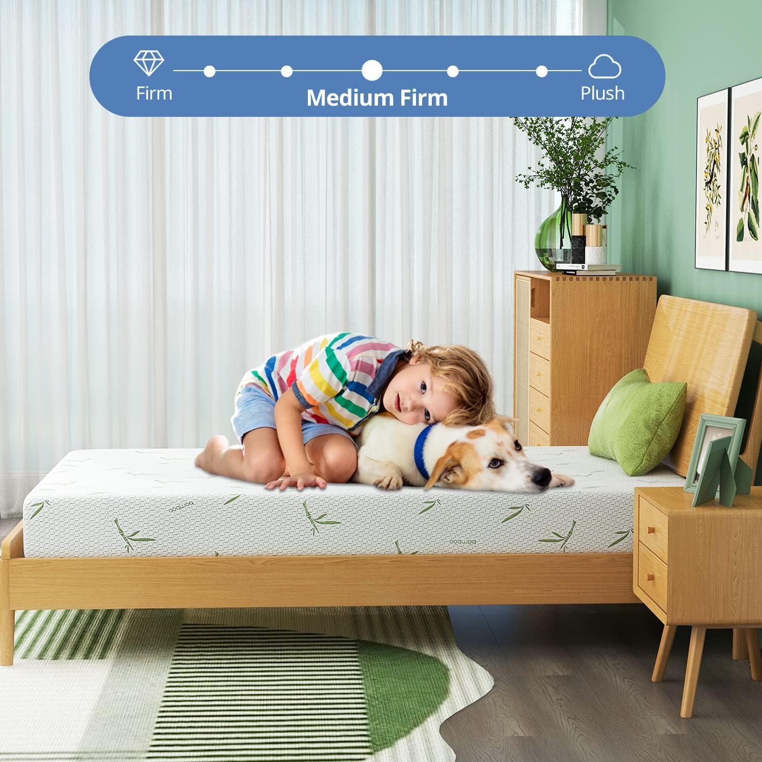 Twin Bamboo Memory Foam Mattress with Washable Cover