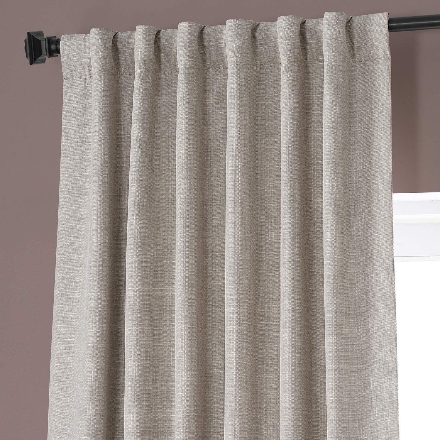 Safari Tan Faux Linen Blackout Curtain Panel, 50W x 108L