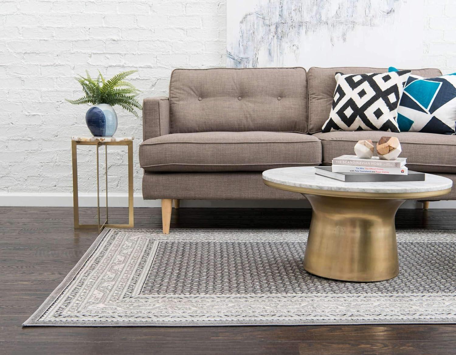 Unique Loom Williamsburg Collection Area Rug - Allover (7' 10" x 10' Rectangle Gray/Black)