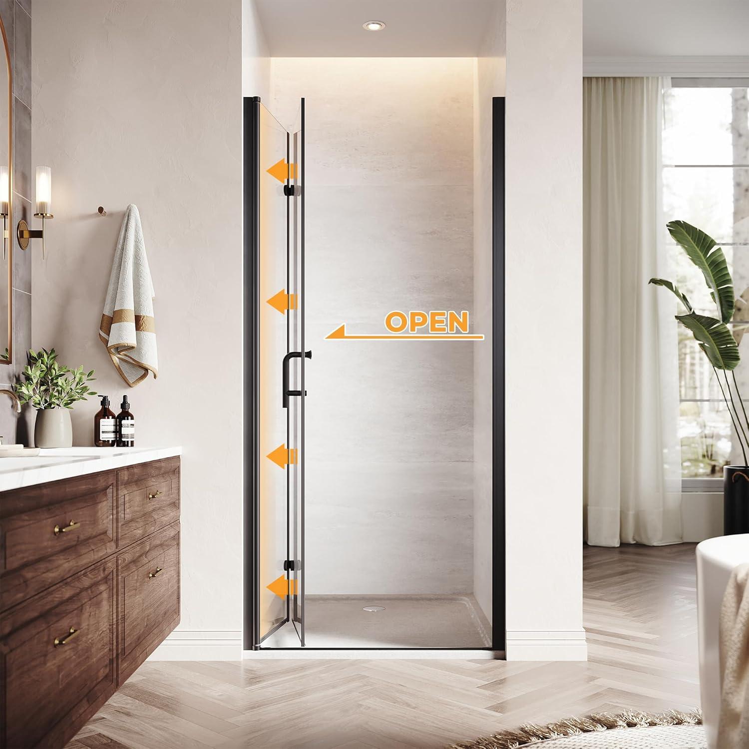 LOONGFIELD Sliding Shower Glass Door 56-60 In. W X 72 In. H, Adjustable Semi Frameless Shower Door, Certified Thick Clear Clear Tempered Glass, 304 Stainless Steel Handles ASTARQ-W2269P144324