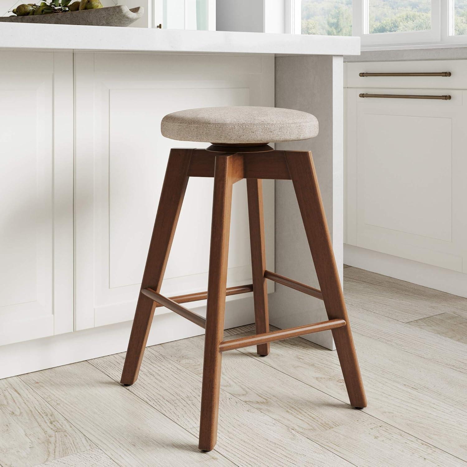 Drubin Swivel Upholstered Counter Stool with Solid Wood Frame