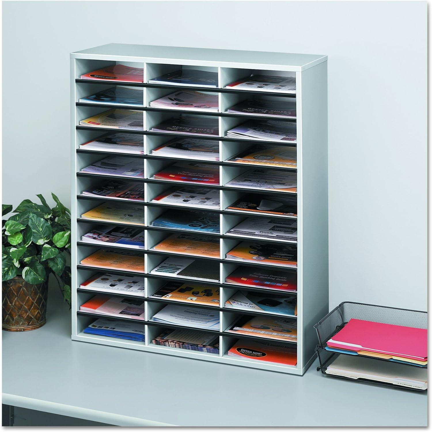 Gray and White 36-Shelf Literature Organizer