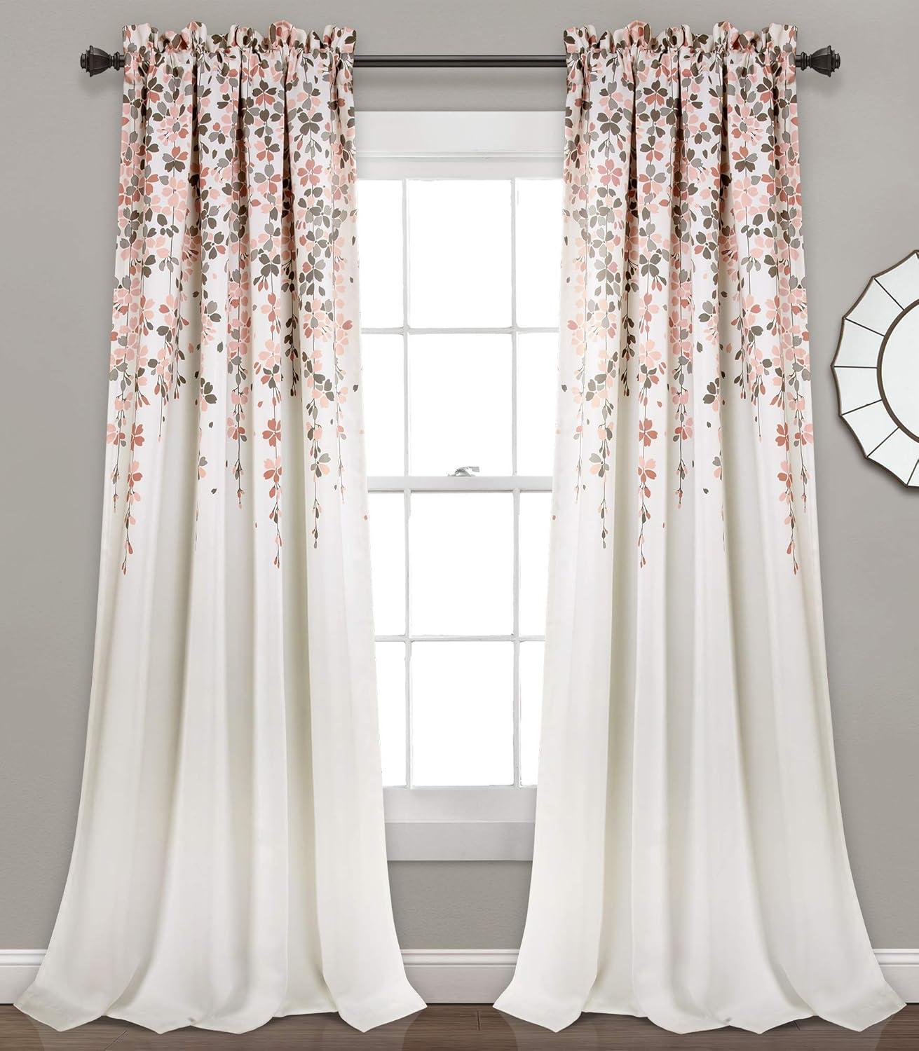 Lush Decor Weeping Flowers Floral Room Darkening Thermal Rod Pocket Curtain Panels (Set of 2)