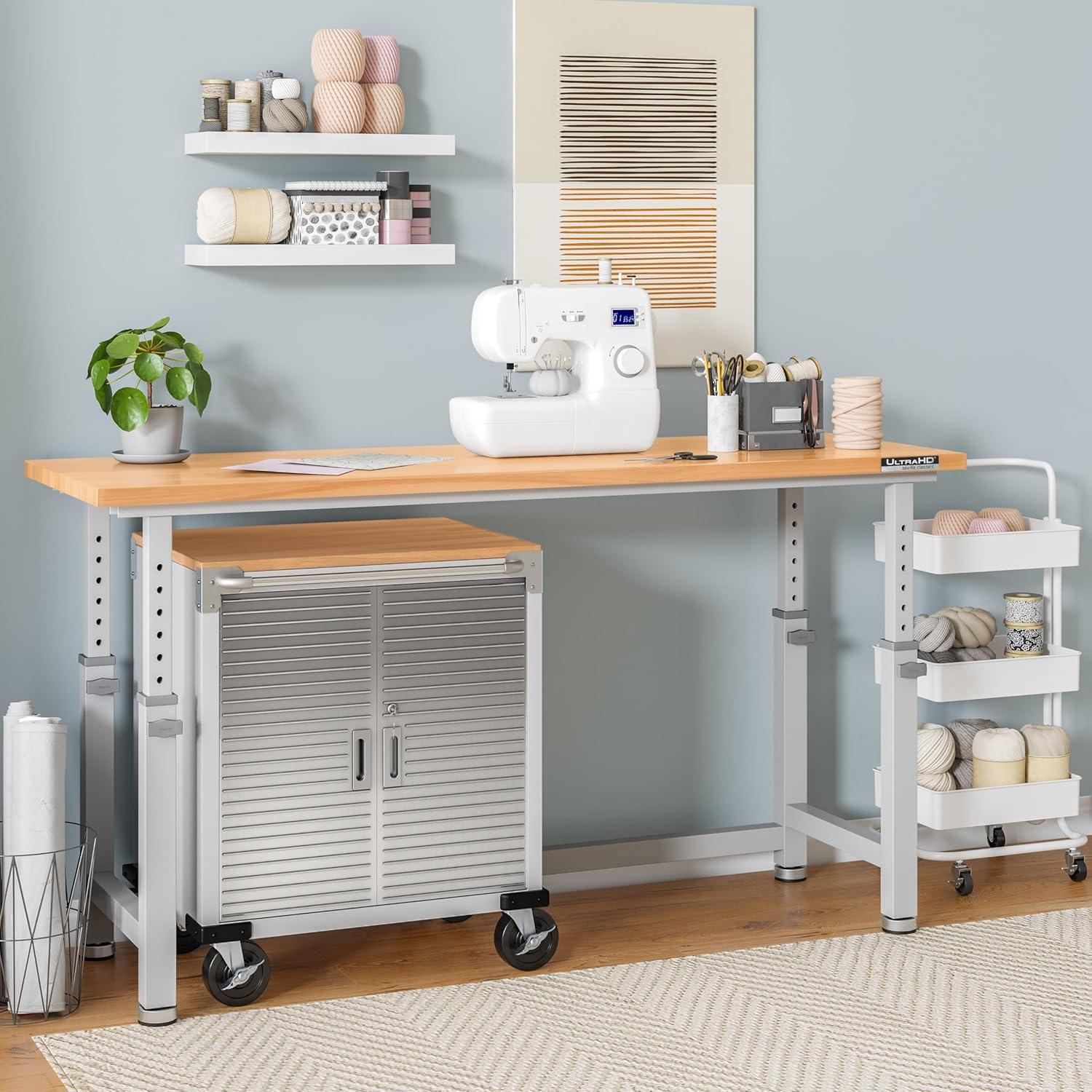 Seville Classics UltraHD Adjustable Height Workbench, 72" W x 25" D x 28.5" - 42" H