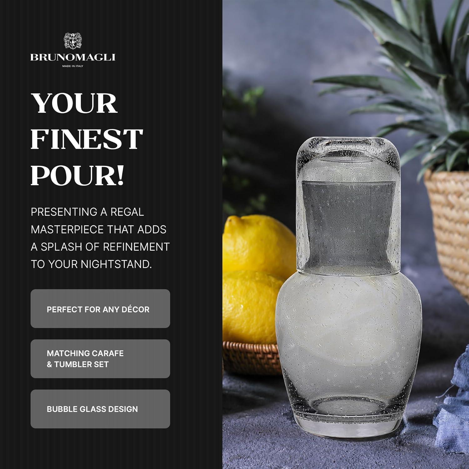 Gray Bubble Glass Carafe and Tumbler Set with Lid, 28-Oz