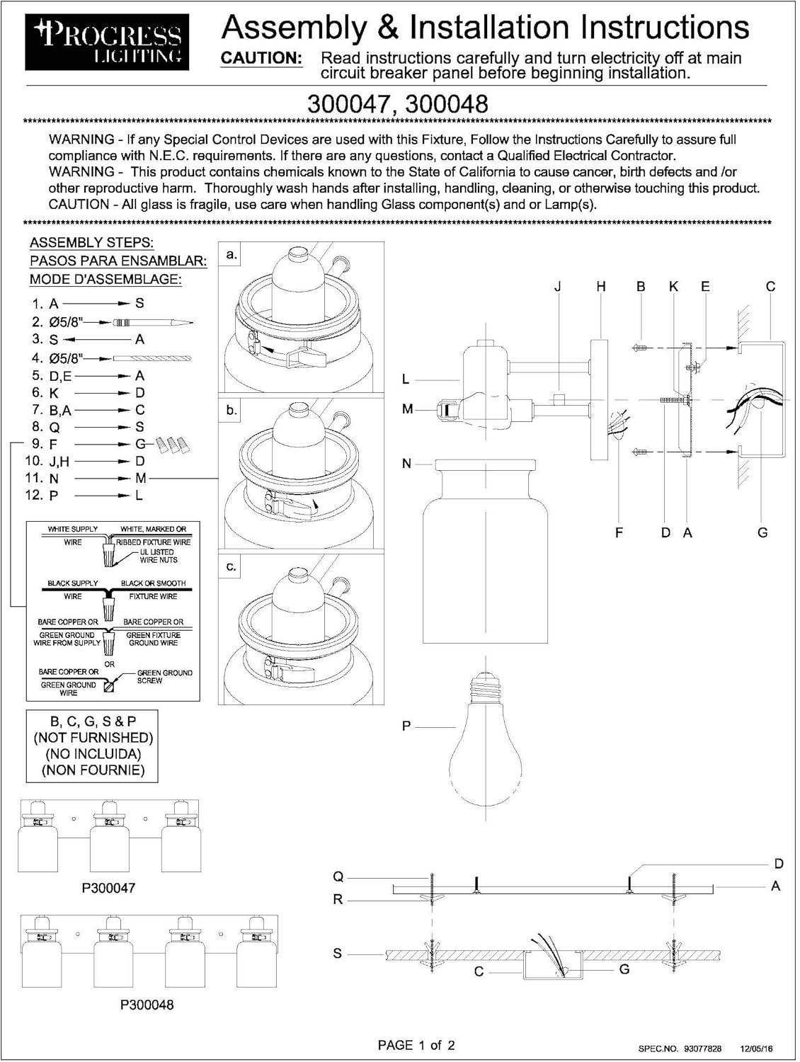 Progress Lighting Calhoun 3-Light Bath Vanity, Steel, Antique Bronze, Clear Glass Shade