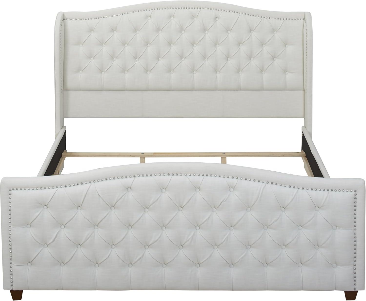 Jennifer Taylor Home Marcella Tufted Wingback King Bed Antique White