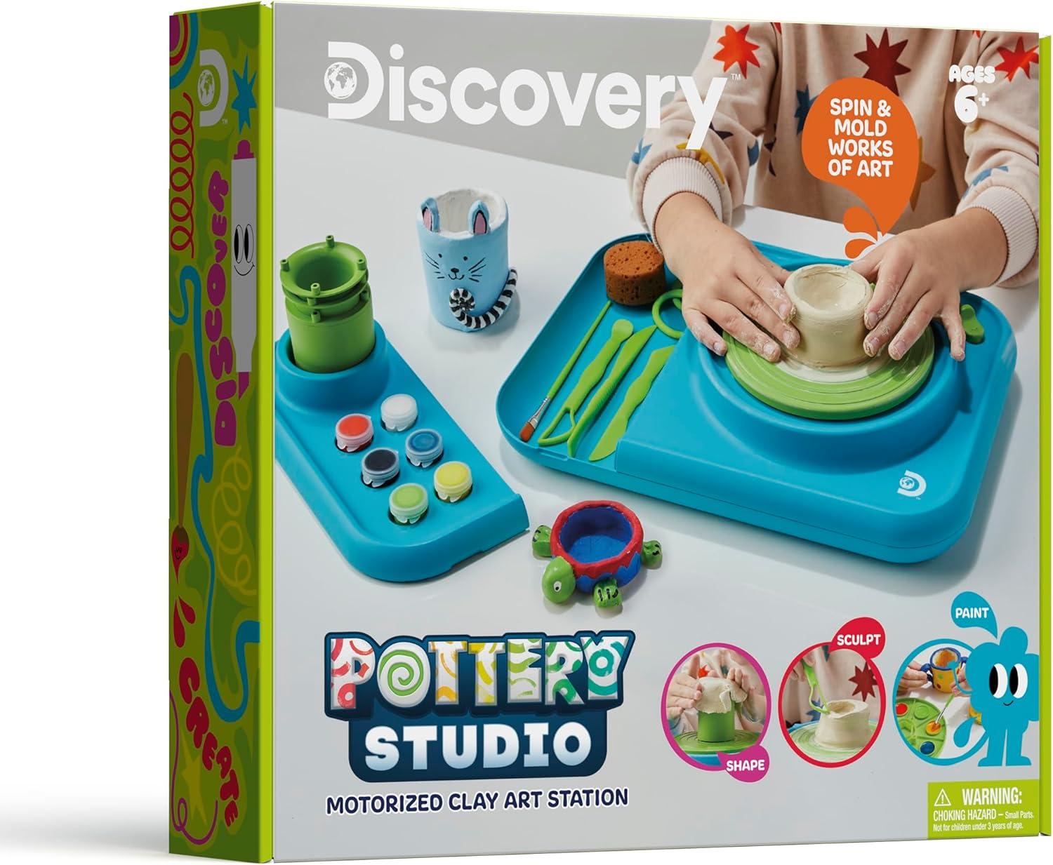 Discovery Kids Motorized Pottery Studio with Tools and Paints