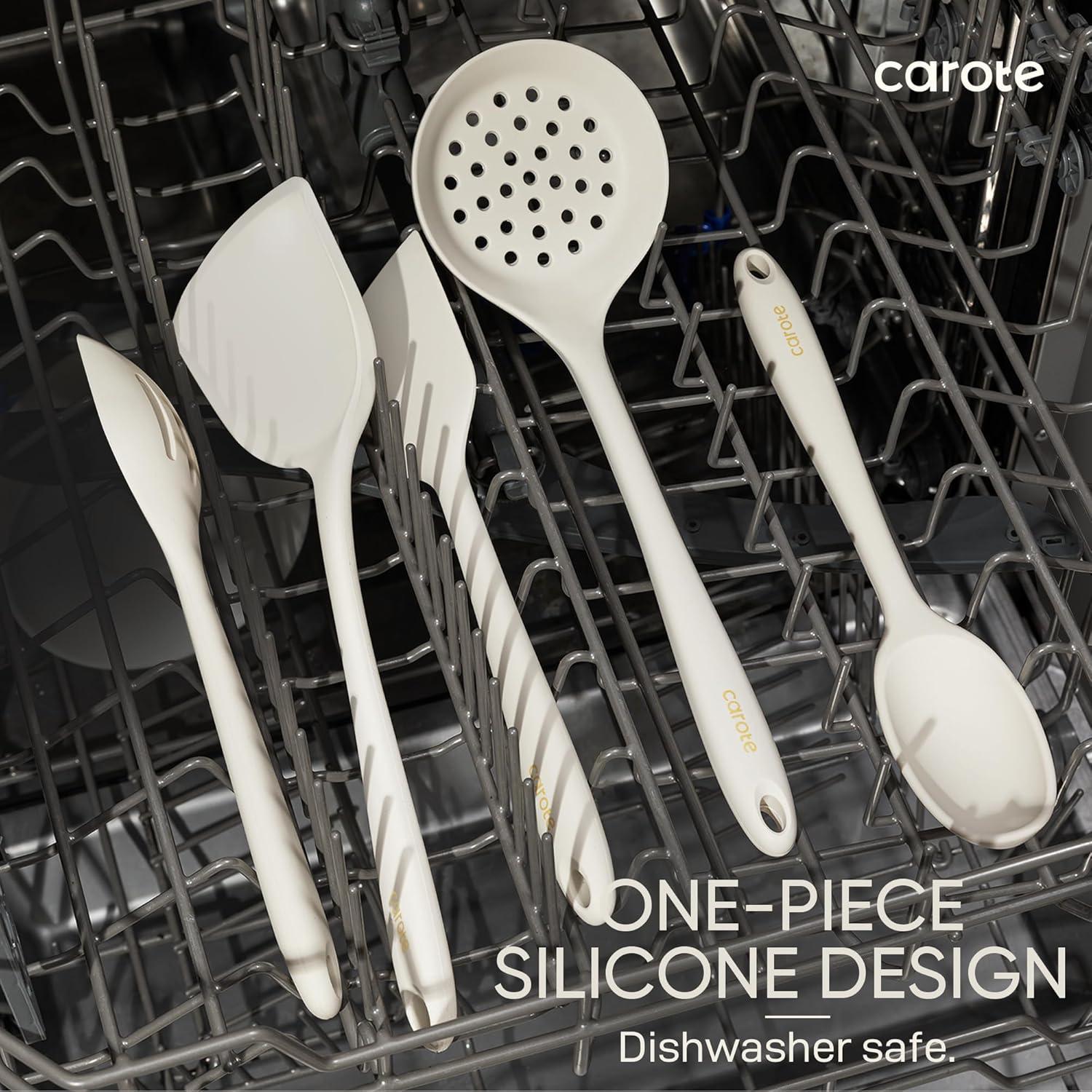 Carote 17-Piece Silicone and Wood Cooking Utensil Set, Heat-Resistant, Safe for Nonstick Cookware