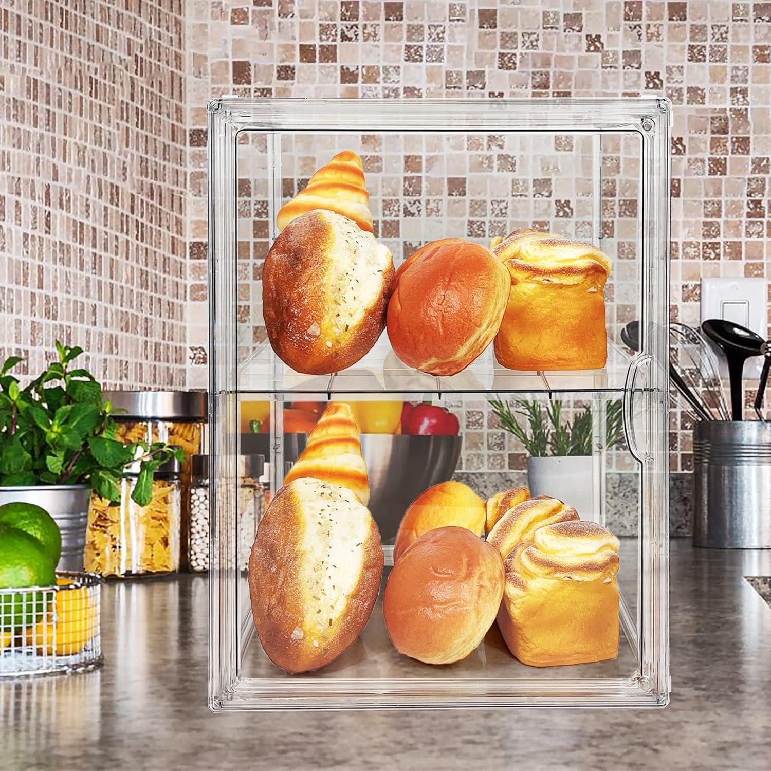 Clear Food Safe Large Capacity Bread Storage Box with Magnetic Closure