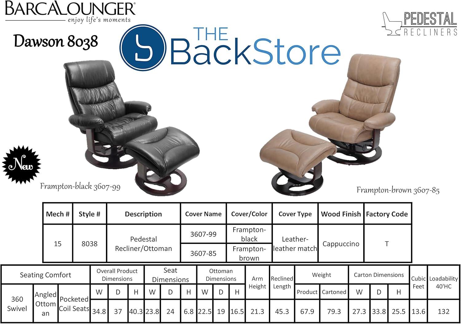 Black Leather Swivel Recliner with Ottoman