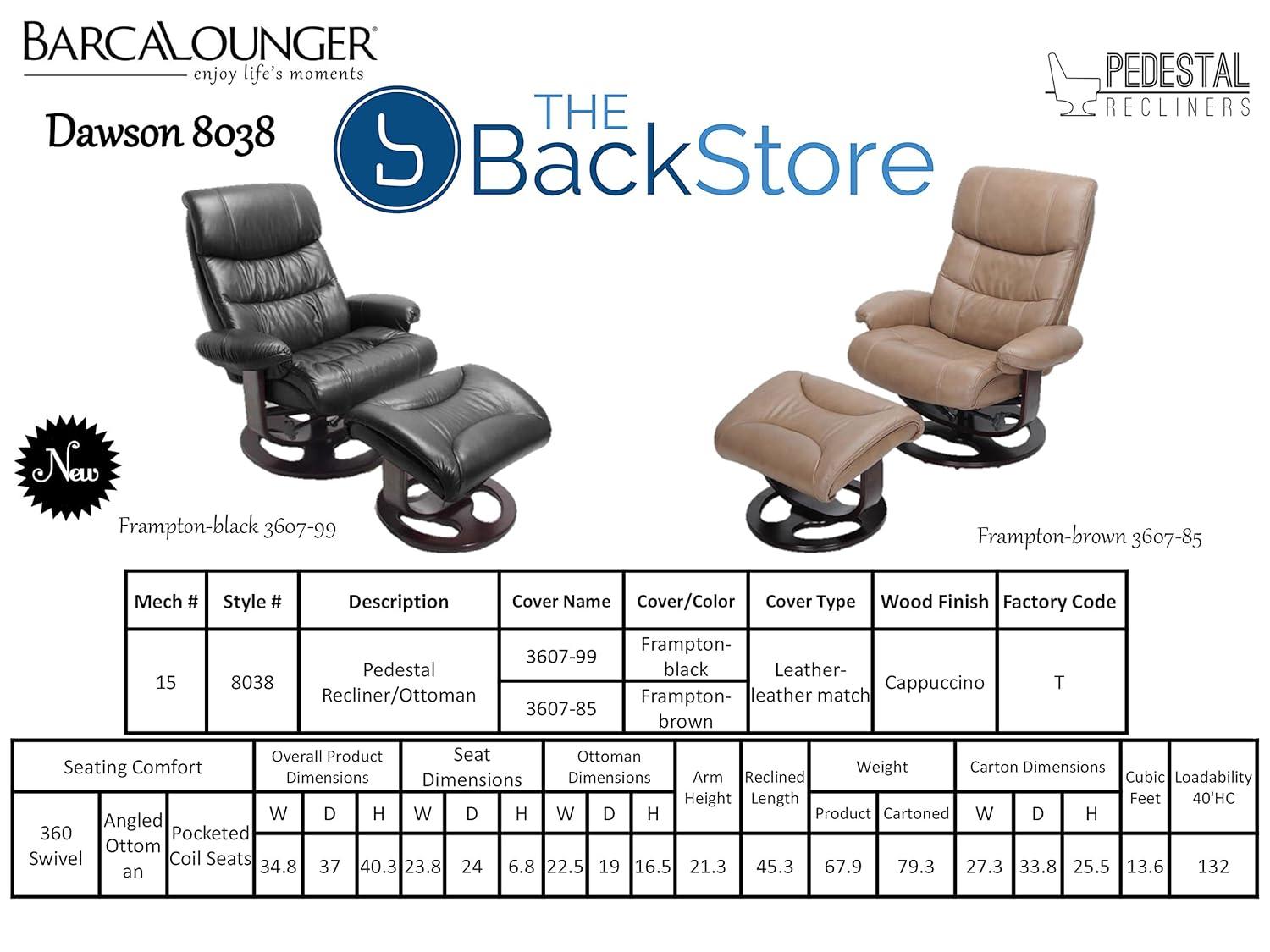 Black Leather Swivel Recliner with Ottoman