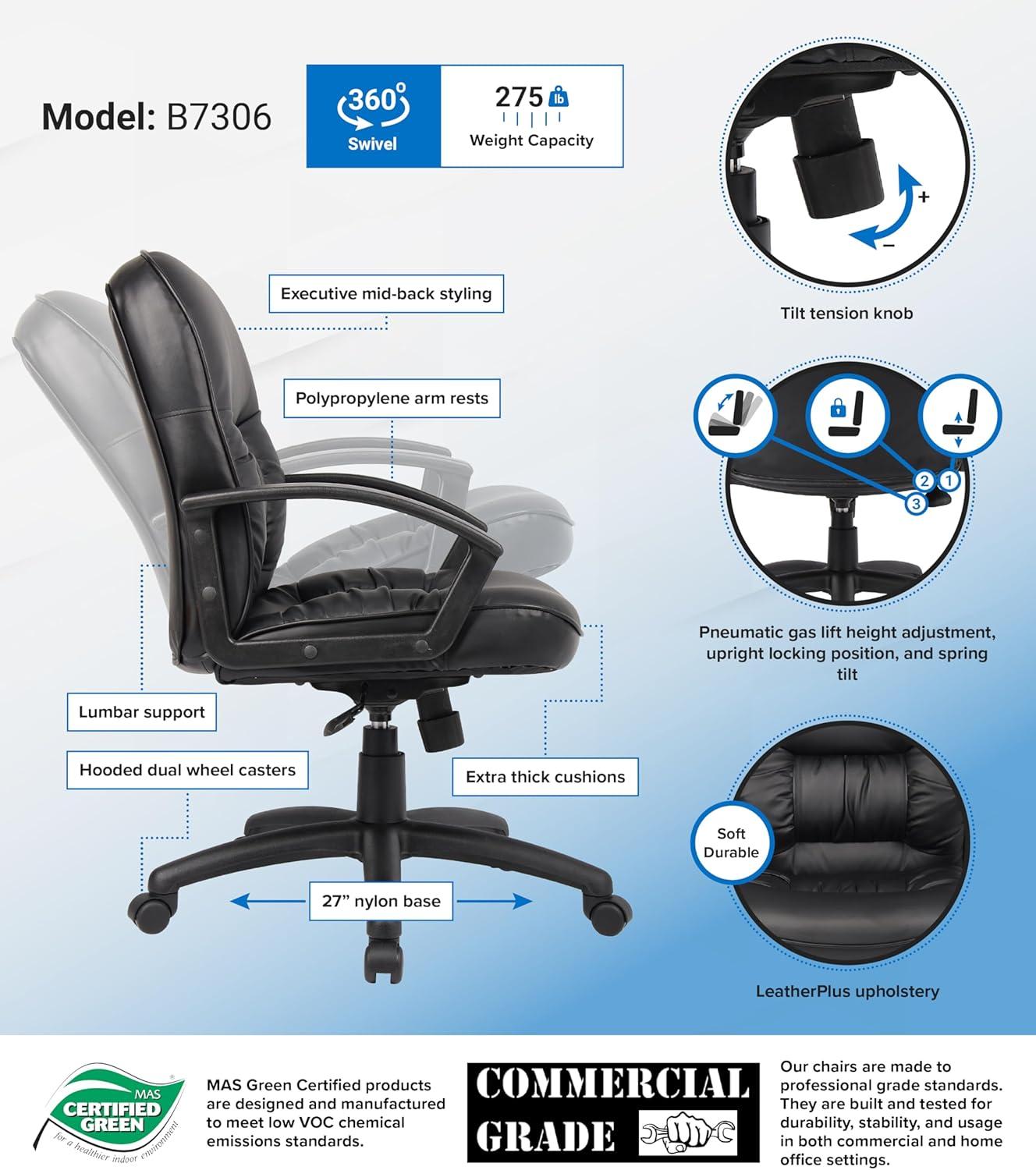 Boss Office Products Ergonomic Vinyl Executive Chair