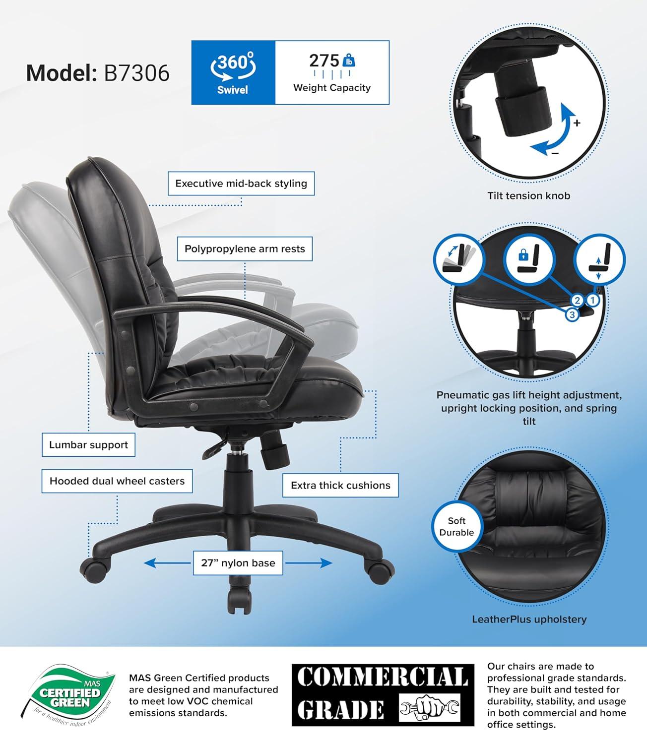 Boss Office Products Ergonomic Vinyl Executive Chair