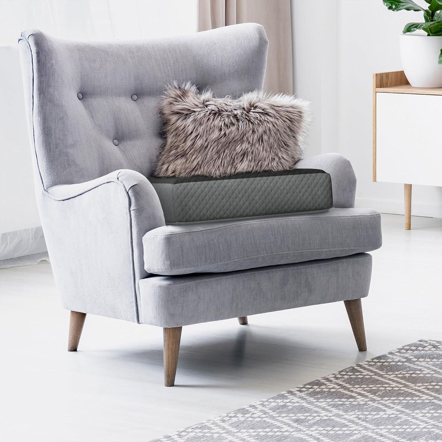 K?lbs Extra Large Recliner Cushion | Chic 2 Tone Velvet Cover | Memory Foam Seat Cushion 5 inch Thick 20" x 20" Extra Large Chair Cushion