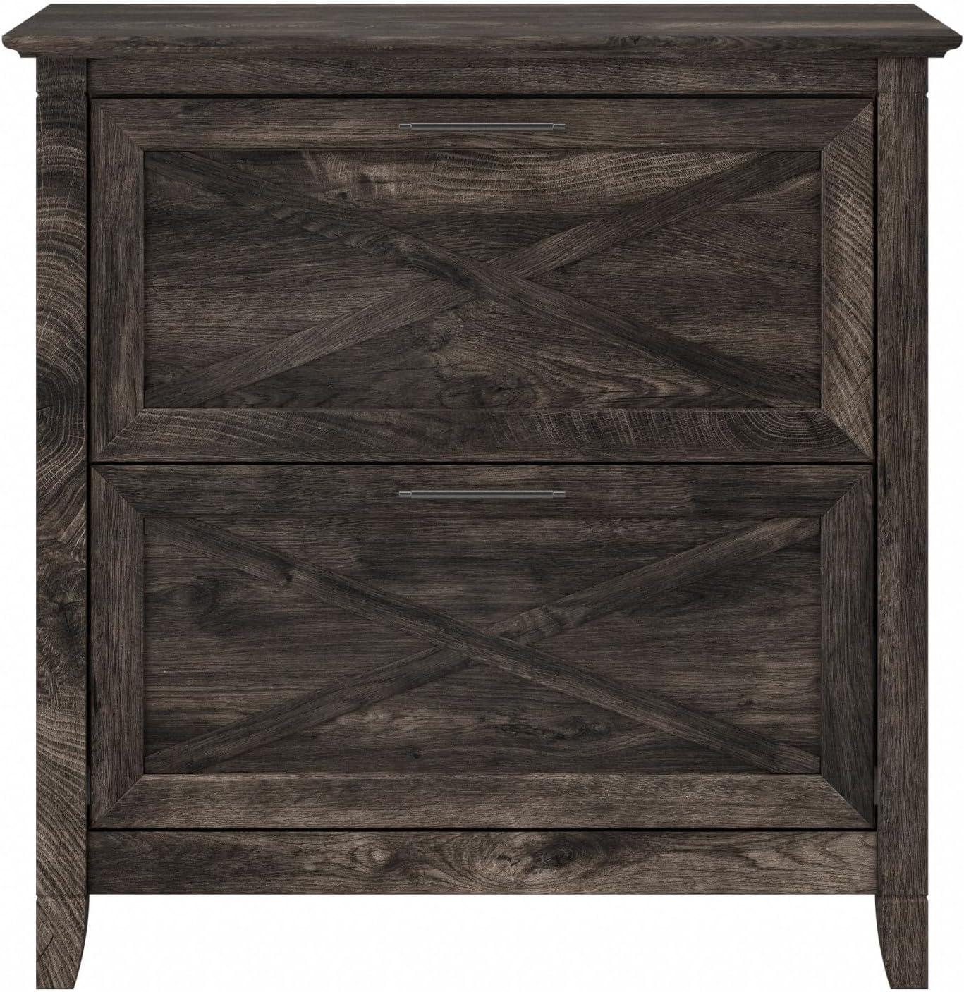 Bush Furniture Key West Lateral File Cabinet, 2 Drawer, Dark Gray Hickory