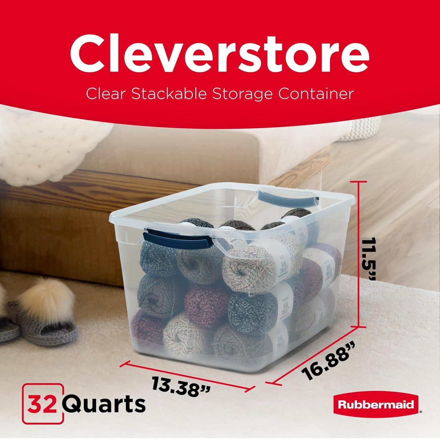 Clear 30 Qt Stackable Plastic Storage Totes with Lids, 6 Pack