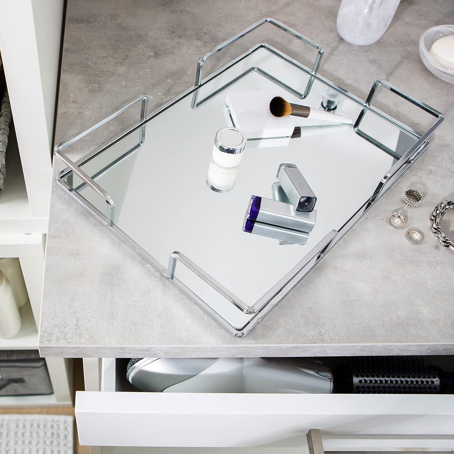 Modern Chrome and Mirror Rectangle Decorative Tray