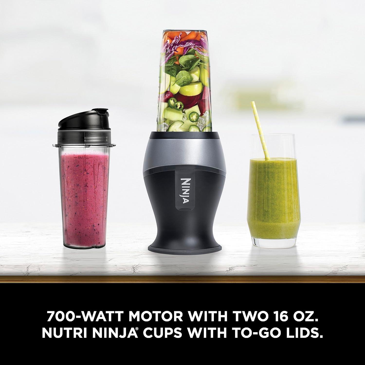 Ninja Fit Single-Serve Blender with Two 16oz Cups - QB3001SS: Personal Smoothie Blender, 700W, BPA-Free, Black