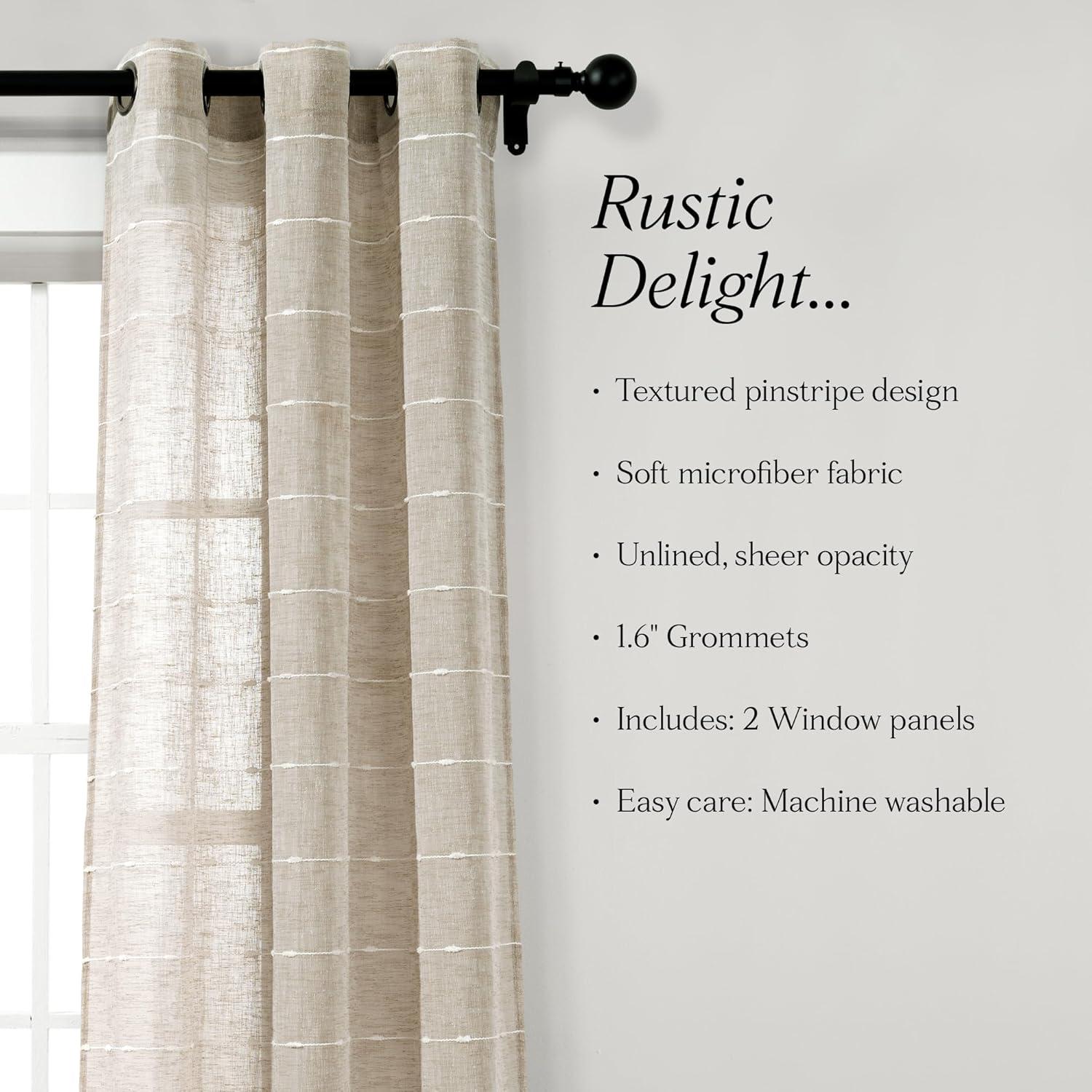 Farmhouse Textured Sheer Polyester Sheer Curtain Pair (Set of 2)