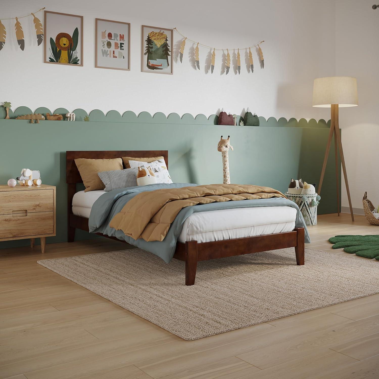 AFI Furnishings Orlando Queen Traditional Bed with Open Footboard and Turbo Charger in Walnut