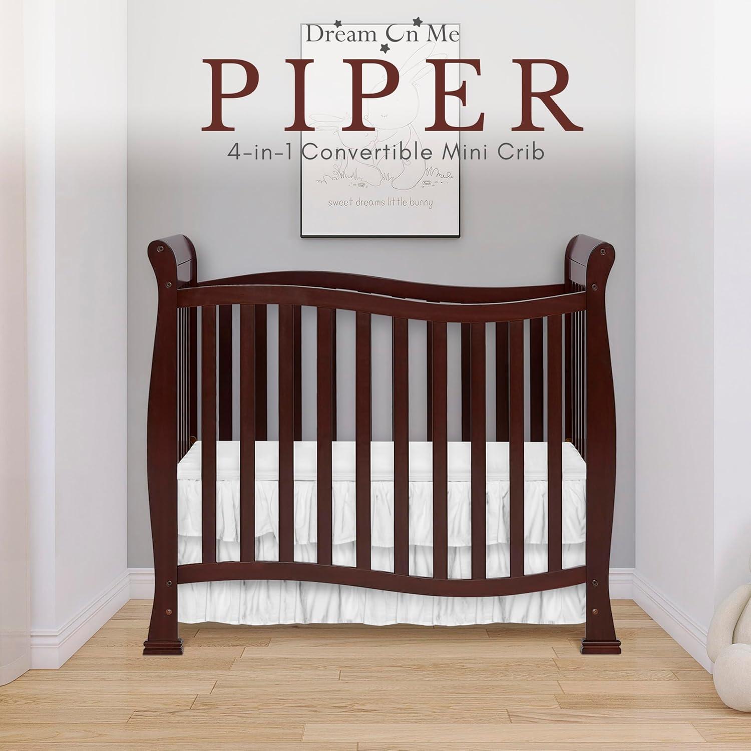 Dream On Me JPMA Certified Piper 4-in-1 Convertible Mini Crib